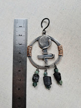 Load image into Gallery viewer, GODDESS earrings in sterling silver with emerald and tourmaline