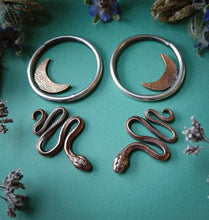 Load image into Gallery viewer, SERPENT and MOON Sterling Silver Weights with Bronze Charms