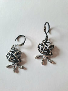 HYDRA three headed snake ear weights in sterling silver with niobium hooks
