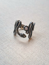 Load image into Gallery viewer, SERPENT adjustable snake ring in sterling silver with gemstone