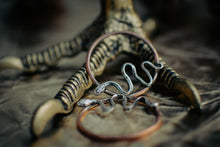 Load image into Gallery viewer, SERPENT Large earweights, copper  with silver snakes