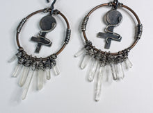 Load image into Gallery viewer, GODDESS ear weights in copper, rock crystal and recycled sterling silver
