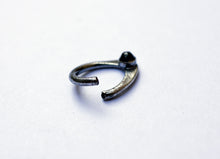 Load image into Gallery viewer, PIERCING RING IN SILVER WITH SMOKY QUARTZ OR ONYX