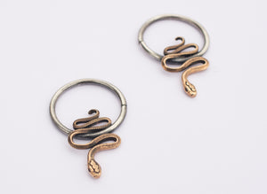 SERPENT small earweights,  silver with bronze snakes