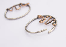Load image into Gallery viewer, SERPENT Large earweights, silver with bronze snakes
