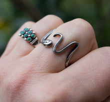 Load image into Gallery viewer, SERPENT Adjustable snake ring in sterling silver
