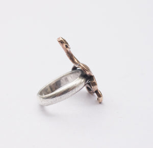 SERPENT snake ring in sterling silver and bronze