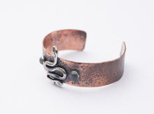 Load image into Gallery viewer, SERPENT copper cuff with silver snake and gray moonstones