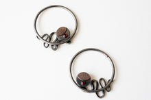 Load image into Gallery viewer, SERPENT earweights silver snake with red garnet and copper detail