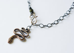 SERPENT bronze and silver anklet