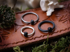 Black agat piercing ring