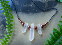Load image into Gallery viewer, CRYSTAL QUARTZ AND COPPER BEADS NECKLACE