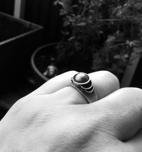 SILVER RING WITH COPPER OR BRASS BALL