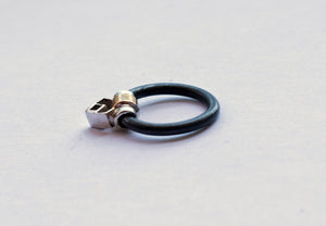 SILVER AND ROSE GOLD PIERCING RING