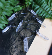 Load image into Gallery viewer, ROCK CRYSTAL QUARTZ HOOP EARRINGS