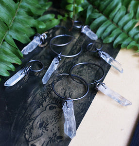 ROCK CRYSTAL QUARTZ HOOP EARRINGS