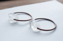 Load image into Gallery viewer, GAUGED COPPER HOOPS WITH ROCK CRYSTALS