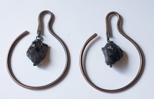 SMOKY QUARTZ AND COPPER DANGLE EARWEIGHTS