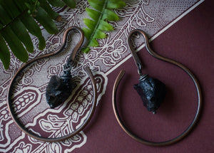 SMOKY QUARTZ AND COPPER DANGLE EARWEIGHTS