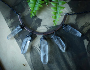 CRYSTAL QUARTZ, COPPER AND SILVER NECKLACE