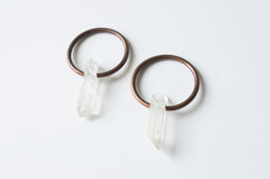 ROCK CRYSTAL AND COPPER HOOPS