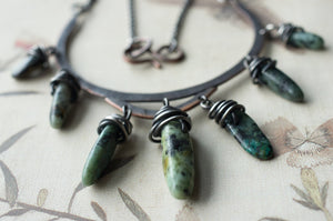 TURQUOISE AND OXIDIZED COPPER NECKLACE