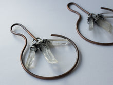 Load image into Gallery viewer, CRYSTAL QUARTZ  AND COPPER EARWEIGHTS