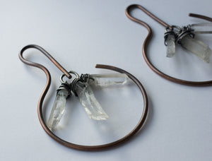 CRYSTAL QUARTZ  AND COPPER EARWEIGHTS