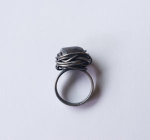 SILVER AND LABRADORITE WIRE WRAPPED RING