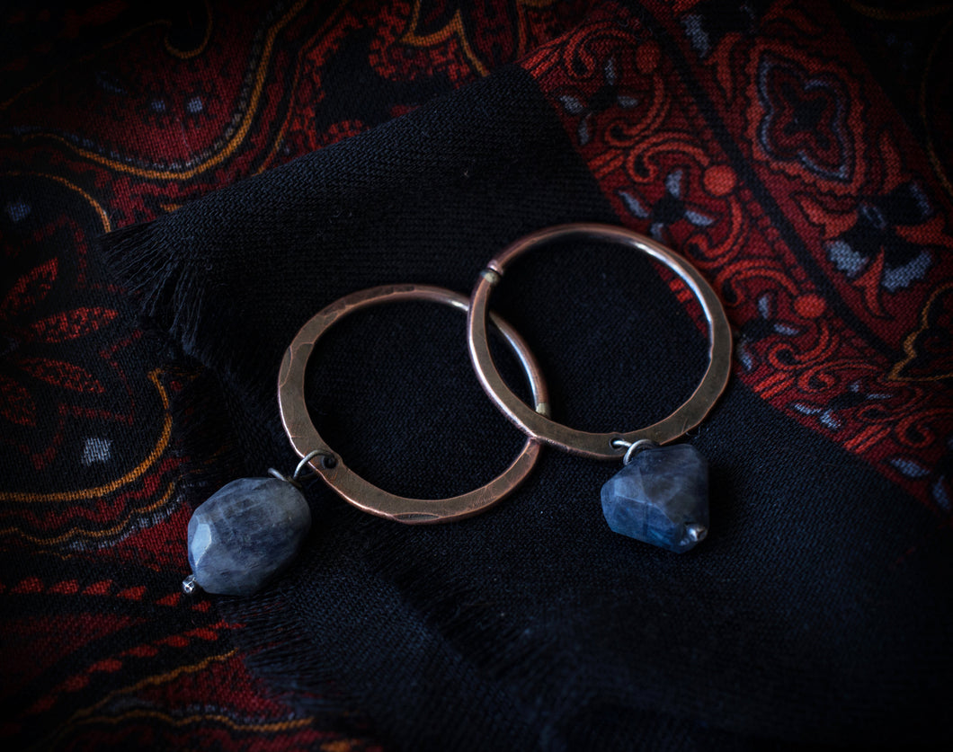 COPPER EAR WEIGHTS WITH LABRADORITE
