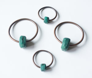 MALACHITE AND COPPER HOOP EAR WEIGHTS