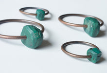 Load image into Gallery viewer, MALACHITE AND COPPER HOOP EAR WEIGHTS
