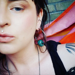 MALACHITE AND COPPER HOOP EAR WEIGHTS