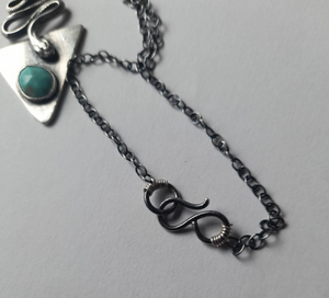 SERPENT necklace in recycled sterling silver with natural turquoise